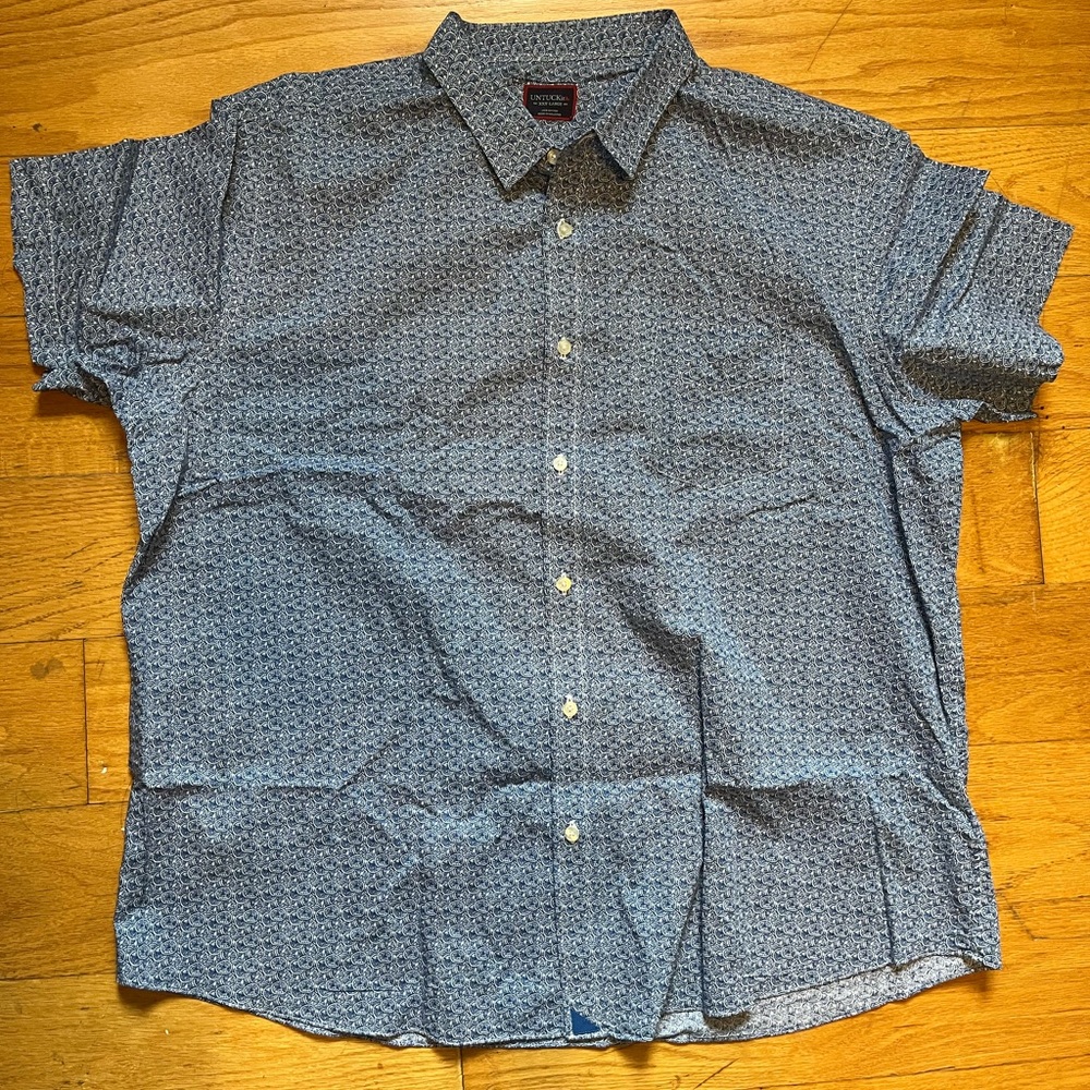 Men’s UNTUCKit XXXL 3XL Short Sleeve Button Down Shirt NWOT 100% Cotton